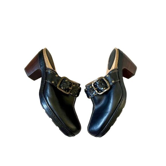 Frye Womens Black Leather Candice Woven Slip On Clogs Mules Heels Shoes Size 9.5 - Picture 1 of 12